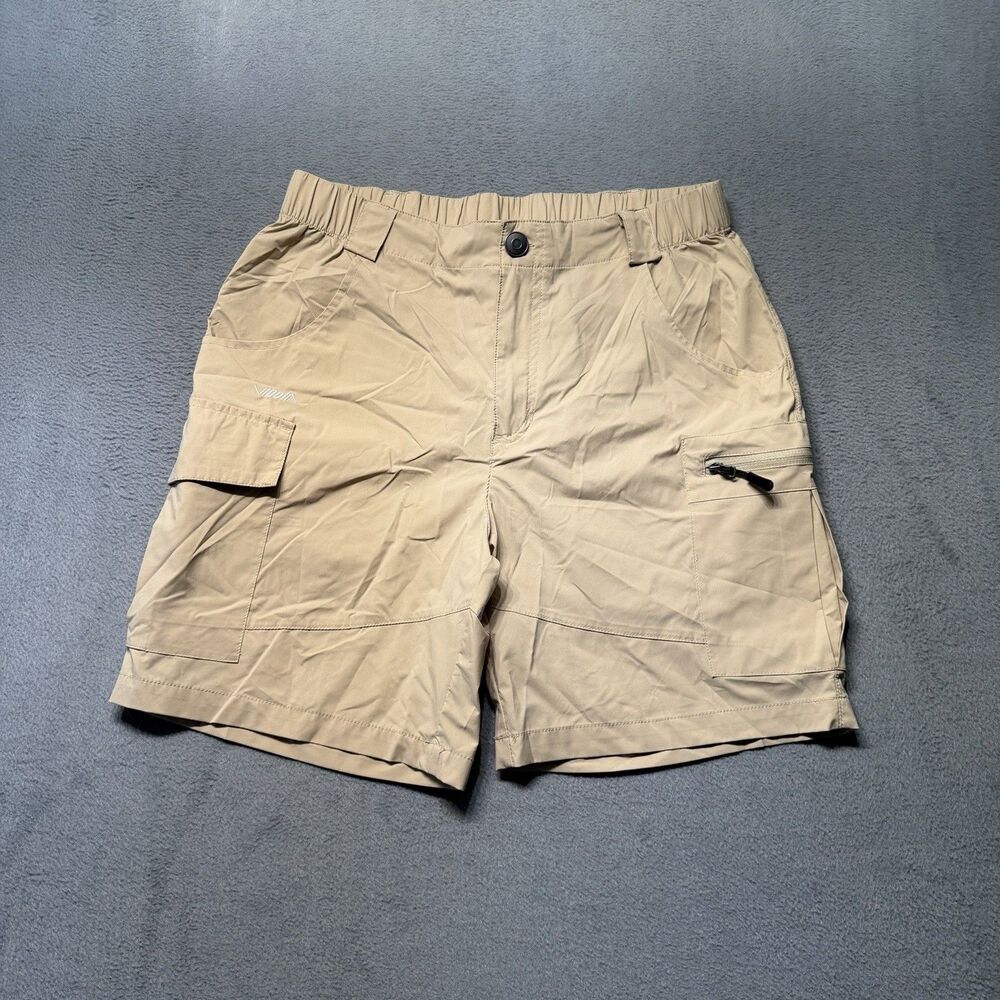 Viodia Mens M Cargo Hiking Shorts Beige Lightweight Elastic Waist Zip Pockets